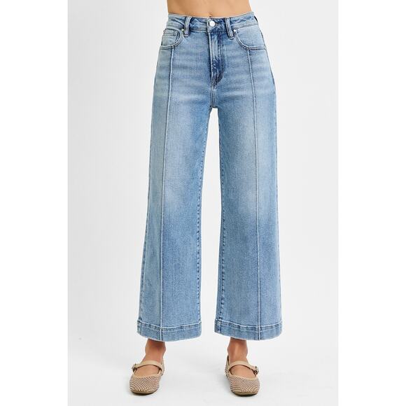 RISEN High Rise Crop Wide Leg Jeans - RDP5687SZ - Size 15/32 - Picture 3 of 6